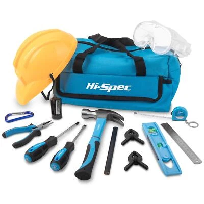 18pc Blue Kids Tool Kit Set with Children's Tool Bag Real Metal - Image 1 of 4