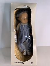 12” Vintage Sasha Baby Doll Baby Denim Playsuit Brown Hair #510 England W/Box