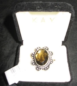German Silver Smoky Quartz Style Ring Size 9 Bridal Party Prom Jewelry, New - Picture 1 of 8