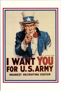Postcard I Want You For U. S. Army, Nearest Recruiting Station - Picture 1 of 2