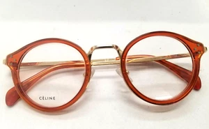 BEAUTIFUL CELINE CL00051U 042 ROUND ORANGE/GOLD FINE EYEGLASSES FRAME 46-22-145 - Picture 1 of 5