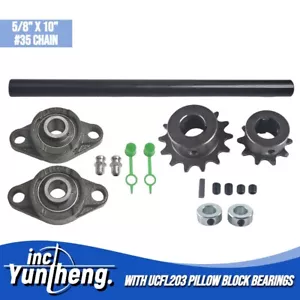 Jackshaft Sprockets with UCFL203 Pillow Block Bearings 5/8"X10" 35Chain - Picture 1 of 7