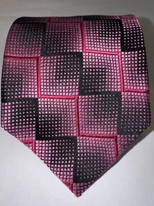 Hot - Croft & Barrow Men's Tie - 100% Silk - Pink Black geometric - 59" x 3 1/2" - Picture 1 of 8