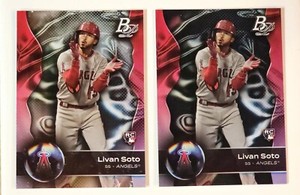 (2qty) Livan Soto, Ice Foil & Base, 2023 Bowman Platinum  RC Rookie Angels #22