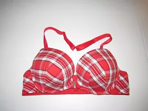 Cacique Women's Red Black White Plaid Lined Full Coverage Bra Size 42C - Picture 1 of 3