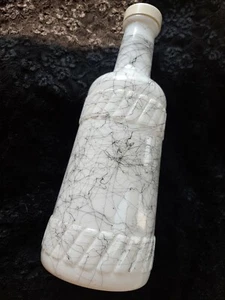 Hazel Atlas MCM White Milk Glass Welch’s Wine Co Bottle Black Splatter design - Picture 1 of 9