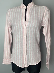 Grant & Grace Monte Carlo Linen Shirt White w Pink Stripe USA made XL - Picture 1 of 5