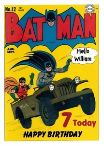 Personalisierte Fledermausmann Geburtstagskarte m/w gekrempelt Umschlag kostenlos P+P BATMAN - Bild 1 von 1