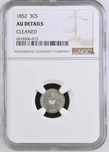 1852 3CS Star Three Cent Silver - NGC AU Detail Cleaned - Picture 1 of 6