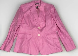 Blazer Traje de Negocios Lauren Ralph Lauren 100% Lino Rosa 2 Botones Talla 10 - Imagen 1 de 7