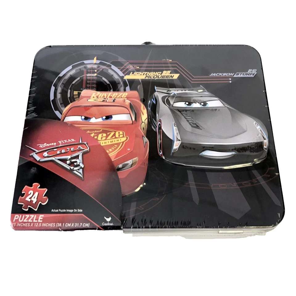 Disney Cars 3 Lightning McQueen Rusteze Jackson Storm 24 PC Puzzle & Lunchbox