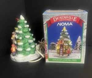 Vintage NOMA Dickensville Collectables 7.5" Tall Porcelain Lighted Tree (bx) - Picture 1 of 4