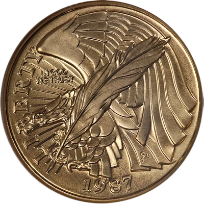 1987-W Constitution Commemorative Gold $5 NGC MS70 - STOCK - Image 1 of 4