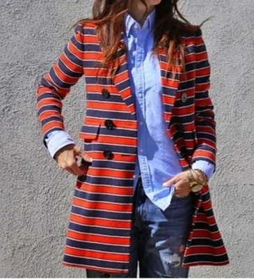 J.Crew Collection Women's Size 8 Striped Coat Nautical Buttons Blue Red NWT  - Image 1 of 4