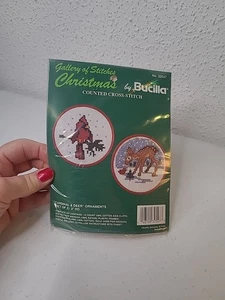 Vintage Bucilla Gallery of Stitches Cross Stitch Christmas Ornaments Kit 32547 - Picture 1 of 6