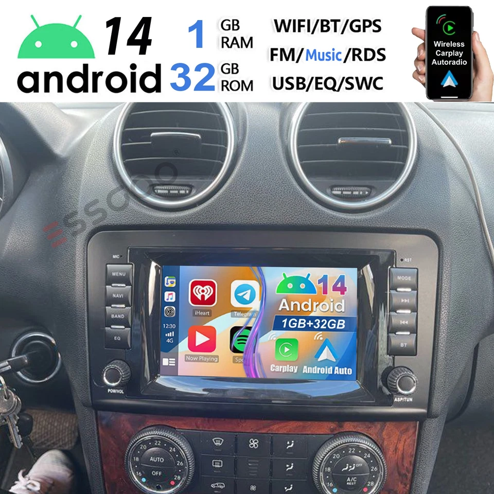 DAB+ Für Mercedes Benz ML/GL Klasse W164 X164 Carplay Android14 Autoradio GPS FM - Bild 1 von 4