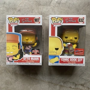 Funko Pop! - The Simpsons Comic Book Guy #832 & Otto Mann 907 - Picture 1 of 6