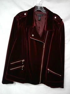 INC rot Samt gefüttert Reißverschluss MOTO JACKE Hip Mod Kleid Punk ~ Größe 2X ~ Neu ohne Etikett - Bild 1 von 8