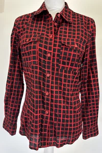 Blusa para mujer Michael Kors con botones manga larga roja negra talla M - Imagen 1 de 6
