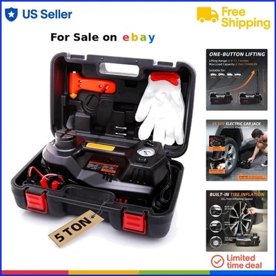 Gato de piso hidráulico de 5 toneladas de acero de aleación de coche eléctrico con luz infladora Foto 1 de 4