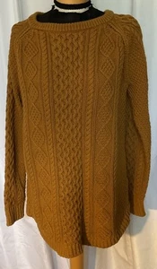 LL Bean Signature Damen Pullover Fischer Zopfmuster Baumwolle seitlicher Reißverschluss Größe Lg - Bild 1 von 9