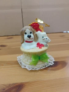 Vintage Lil Chimers Weihnachtsschmuck Jasco Biskuitporzellan Basset Hound - Bild 1 von 4