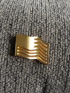 Vintage Avon Stainless Steel Gold Tone Flag Money Clip - Picture 1 of 3