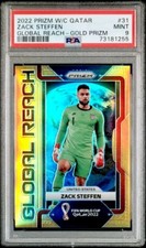 2022 Zack Steffen Panini Prizm World Cup Global Reach Gold USMNT Card 8/10 PSA 9