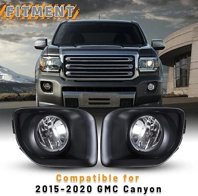 Fits 2015-2020 GMC Canyon Front Bumper Fog Lights Clear Lens w/Wiring Switch Kit - Image 1 of 4