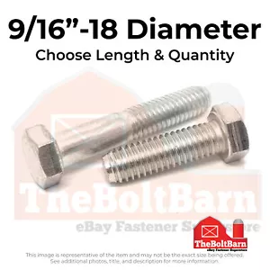 Tornillos hexagonales de acero inoxidable 9/16"-18 316 (elige longitud y cantidad) - Imagen 1 de 16