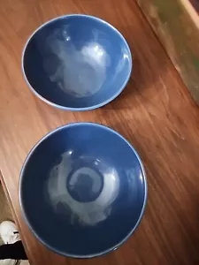 Pottery Barn handgefertigt in Thailand 2er Set blaue Schüsseln 7 3/8" - Bild 1 von 12