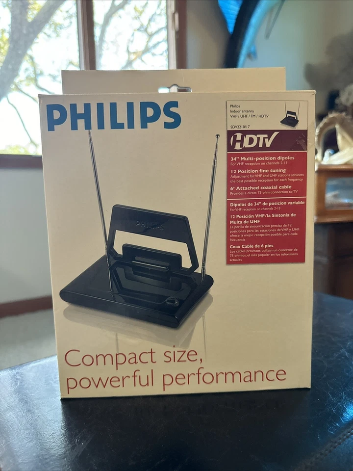 Antena interior Philips SDV2210/27 UHF/VHF/FM/HDTV analógica digital 12 posiciones Foto 1 de 1