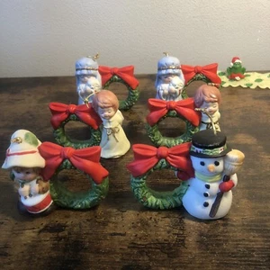 Vintage Jasco L’il Chimes Christmas napkin ring holders Porcelain Lot Of 6 - Picture 1 of 15