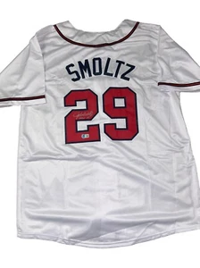 John Smoltz signed Atlanta Braves white jersey w/ Proof Stitched #s BAS Hof15 - Picture 1 of 5