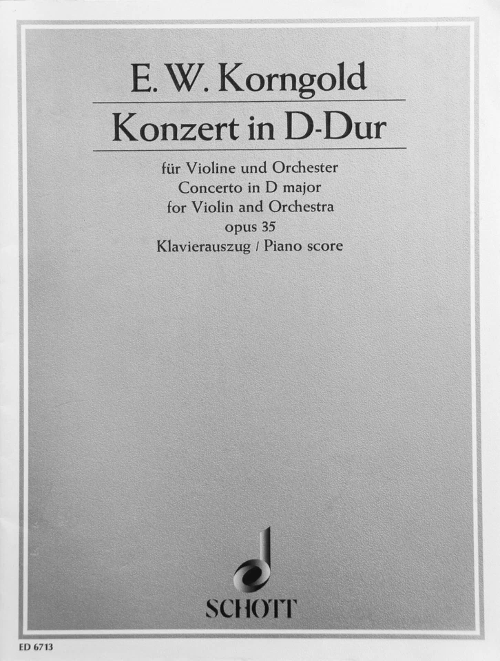 E.W.Korngold Concerto in D Major for violin and piano - Image 1 of 1