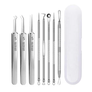 Black Head Pore Needle Black Head Removal Tweezer Facial Pore Cleaner 8pcs - Picture 1 of 12
