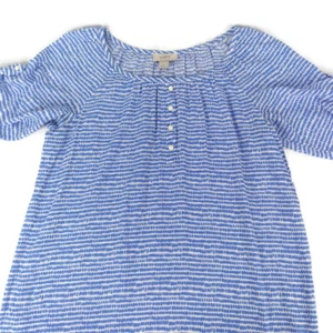 Ann Taylor Loft Womens Blue White Roll Tab Sleeve Rayon Blouse Size Small - Picture 1 of 8