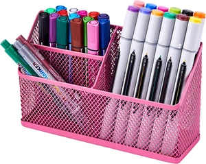 Porta Lápices Magnético Lockermate con 3 Compartimentos de Malla, Rosa - Imagen 1 de 10