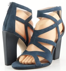 $135 FRENCH CONNECTION ISLA Navy Blue Suede Designer Caged Pumps 8 EUR 38.5 - Picture 1 of 4