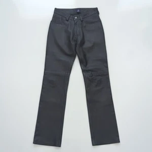 Pantalones de Cuero Genuino GAP Forrados Bootcut tiro Medio Y2K Motociclista Grunge Negro talla 1 - Imagen 1 de 12