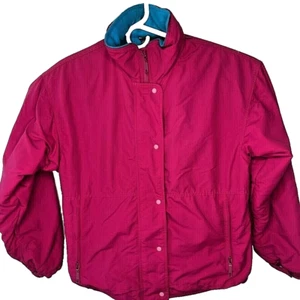 Patagonia Fleece Jacket Youth 10 Pink Hood Zip Snaps LS Vintage Lined 28339 USA - Picture 1 of 12