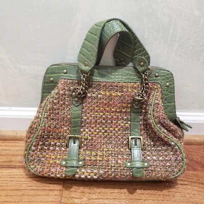 The Limited Green Multicolor Buckle Wool Blend Woven Knit Bag - Image 1 of 4