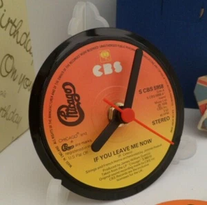 CHICAGO CLOCK Side Table Desk Top Upcycled Vinyl Record Hit Single CLOCK Size 4" - Picture 1 of 6