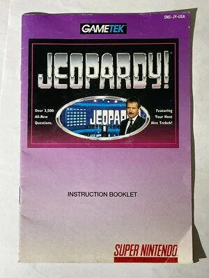 Jeopardy Game Manual feat. Alex Trebek - Vintage SNES Games - GameTek - Image 1 of 2