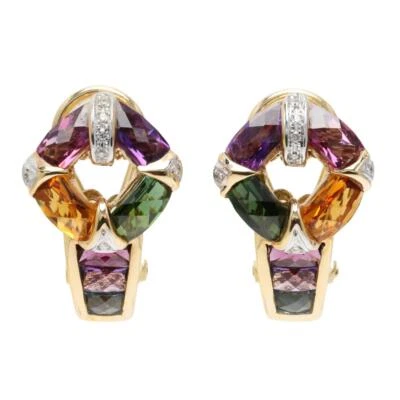 Pendientes Bellarri de múltiples piedras preciosas y diamantes en oro amarillo de 18 quilates Foto 1 de 4
