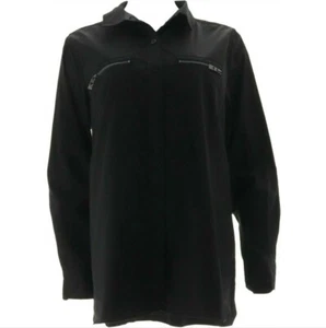 NEU BELLE by Kim Gravel $ 55 Girlfriend Shirt mit Reißverschlusstaschen - schwarz - Größe Large - Bild 1 von 4