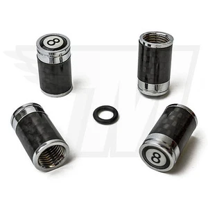 4x Tapón Antipolvo Hecho de Metal para Neumáticos de Coche, Neumático Bicicleta Nº 8+Carbono - Imagen 1 de 1