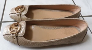 Michael Michael Kors Fulton Moc Ballet Flat Shoes Size 9M Leather Beige - Picture 1 of 8