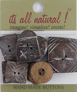 Botones de coco naturales hechos a mano - naturales - tamaños surtidos - paquete de valor 10 piezas - Imagen 1 de 4