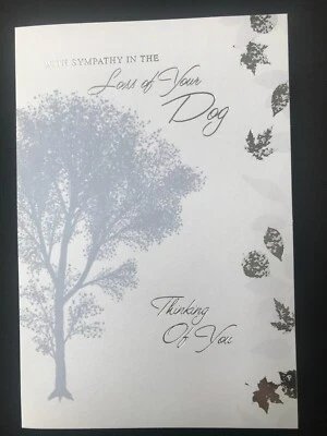 Sympathy bereavement condolence card, loss of dog, trees, 7" x 5" - Image 1 of 3